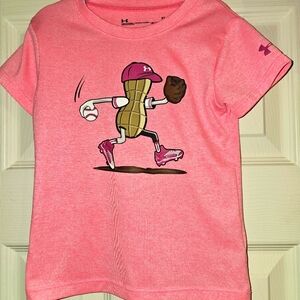 Under Armour Kids Pink Peanut Pitcher Baseball Graphic Tee 3t